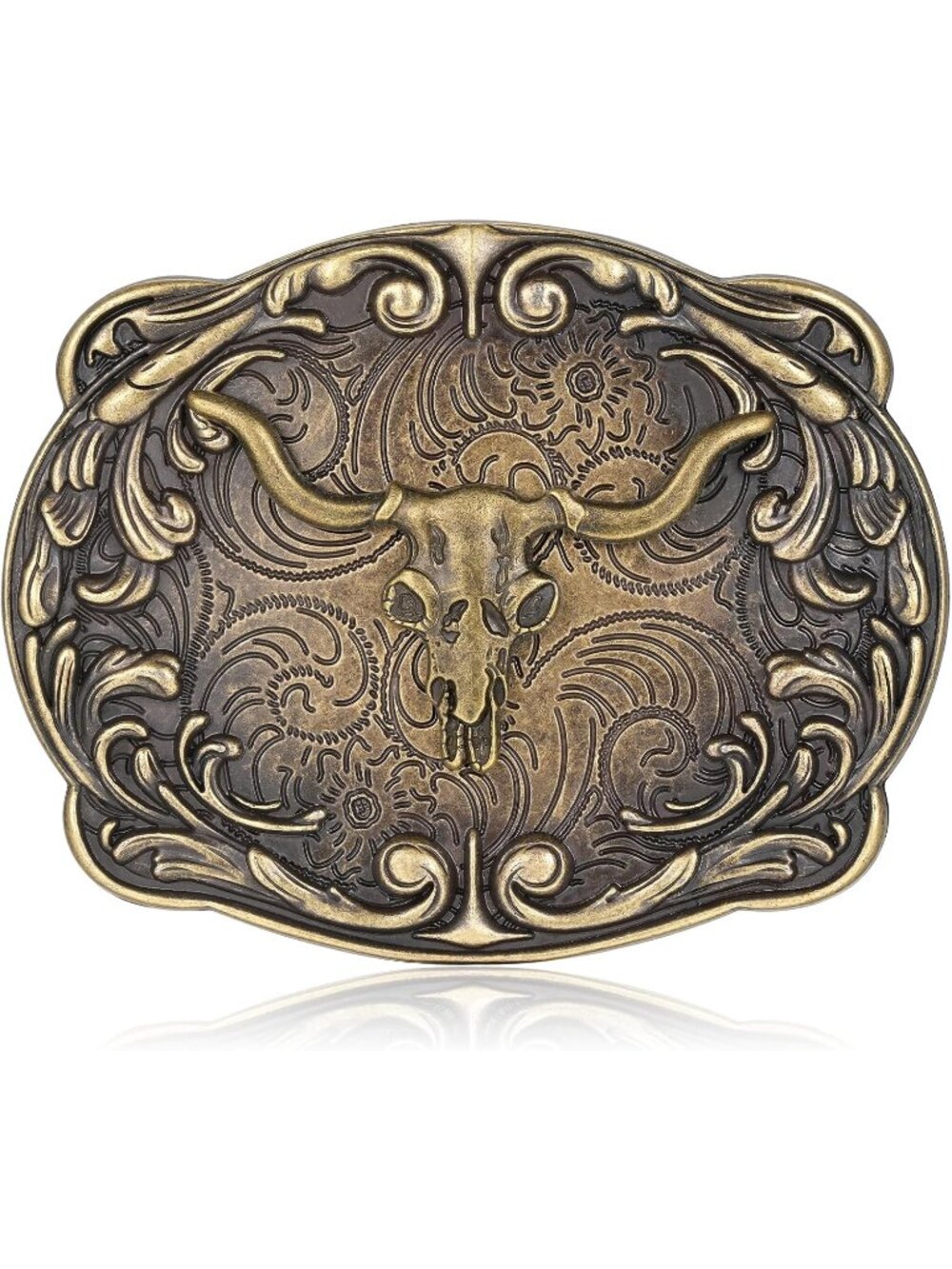 Unisex 4-longhorn Turquoise Texas Flower Cowgirl Belt Buckle Western Style